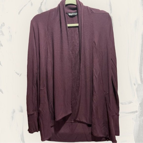 ATHLETA Wine Color Open Front Modal Cardigan - Picture 1 of 8
